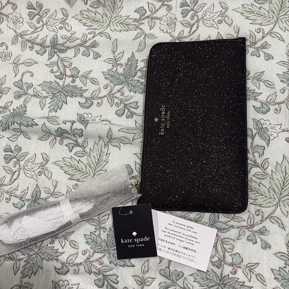 Kate Spade Black Glitter Wristlet